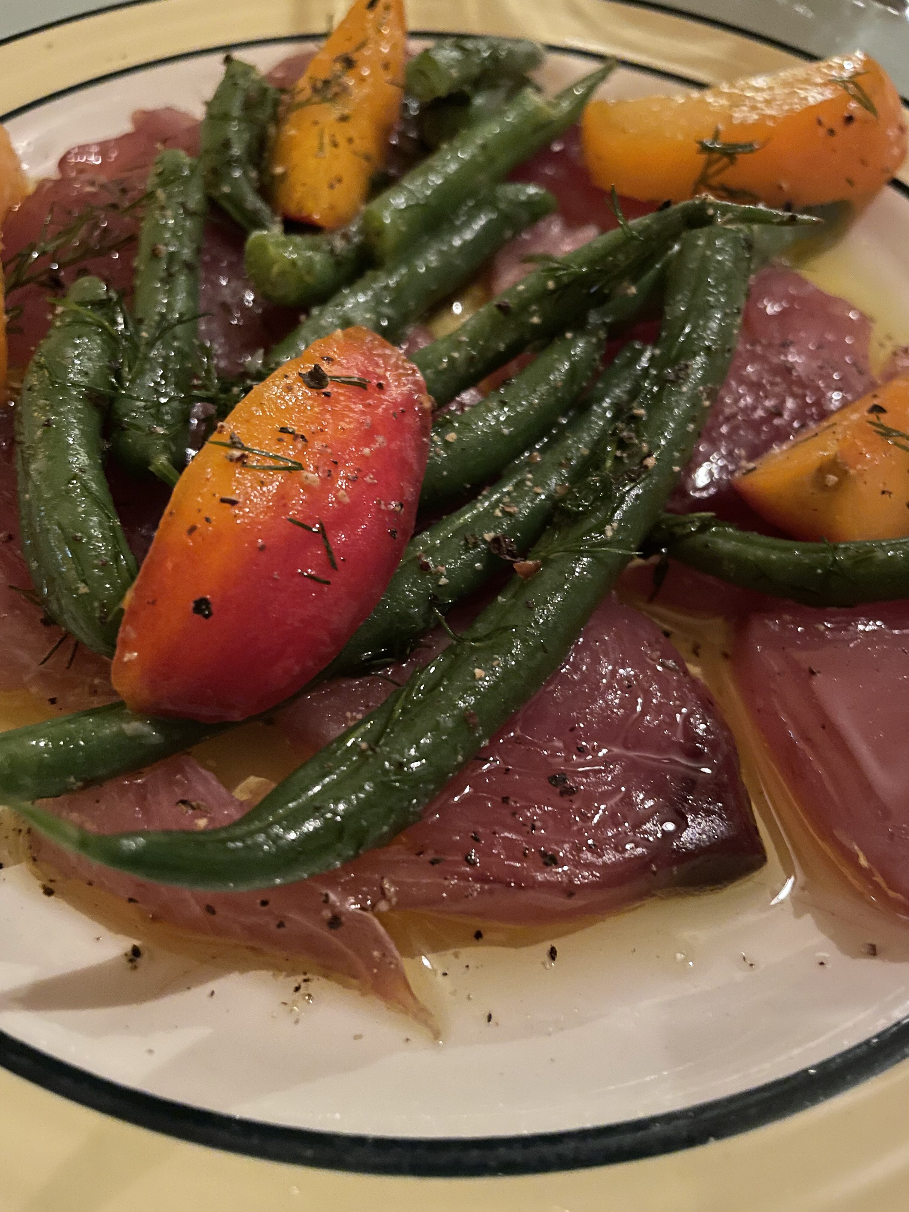 Carpaccio Pélamide Abricot haricot